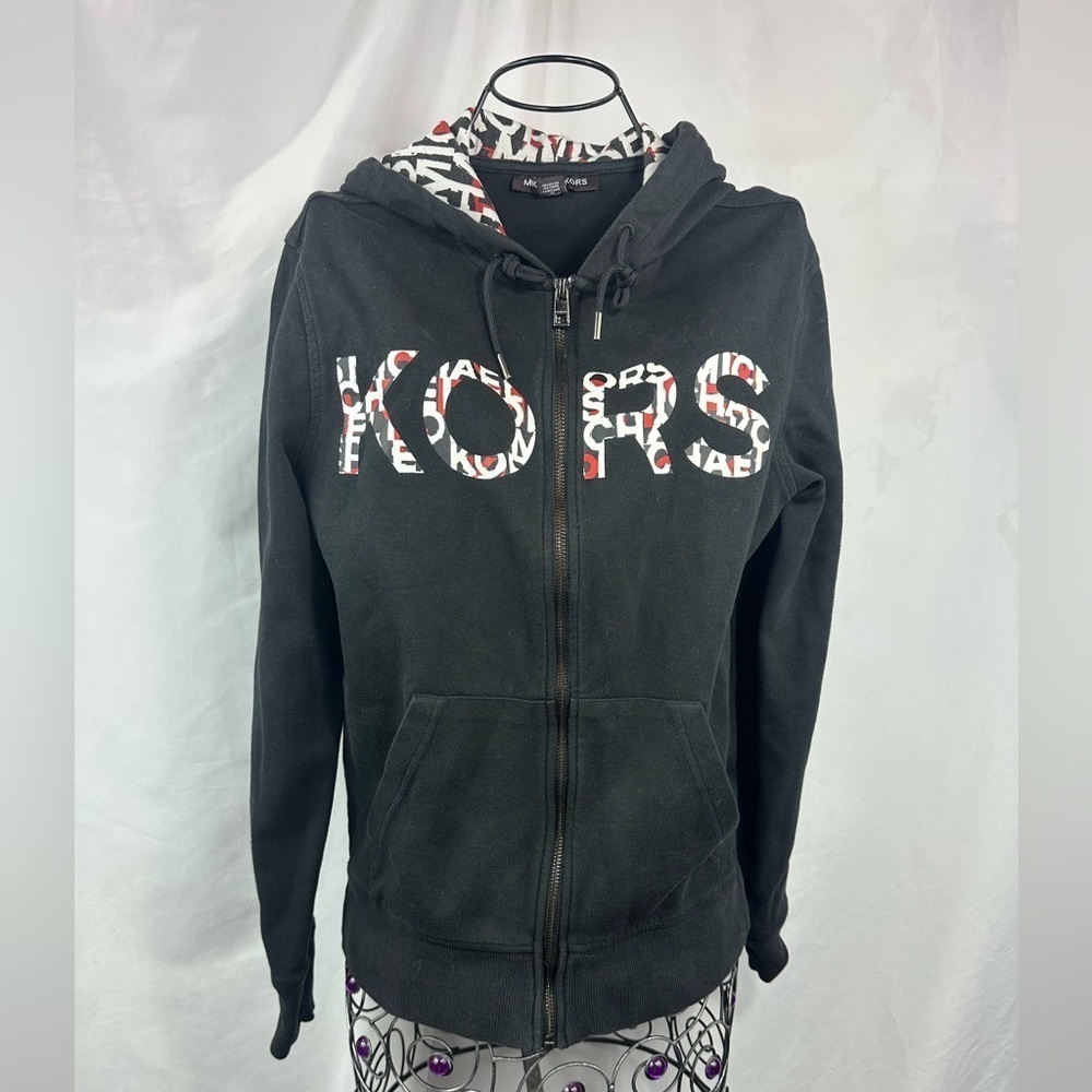 Michael Kors black logo zip up hoodie size XS